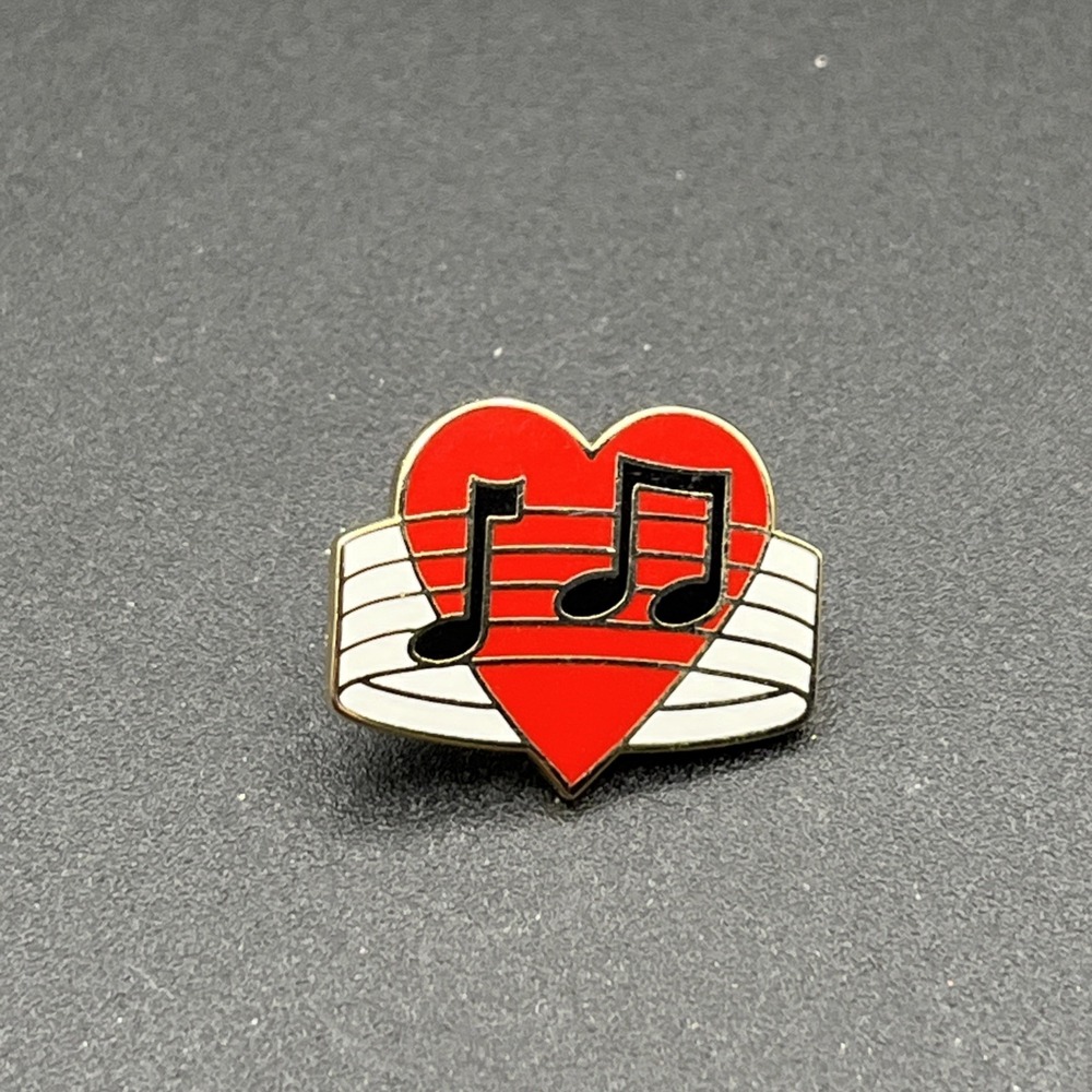 Music Notes Heart Lapel Hat Pin
